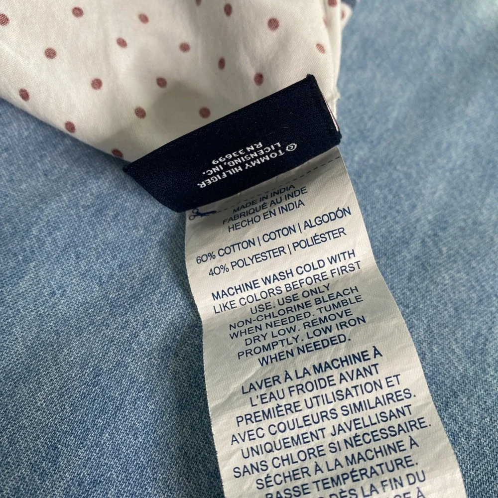 2-Tommy Hilfiger Blue Stipes Red Dots Cotton /Poly Blend Standard Pillowcases